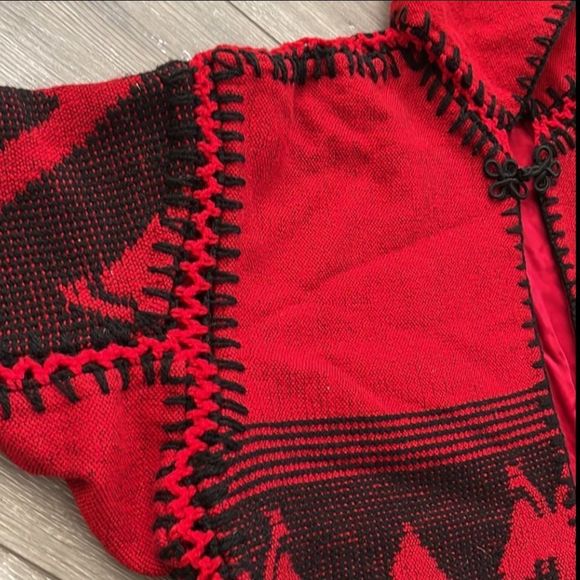 Hooded Tribal Boho Poncho Cardigan - Picture 10 of 17